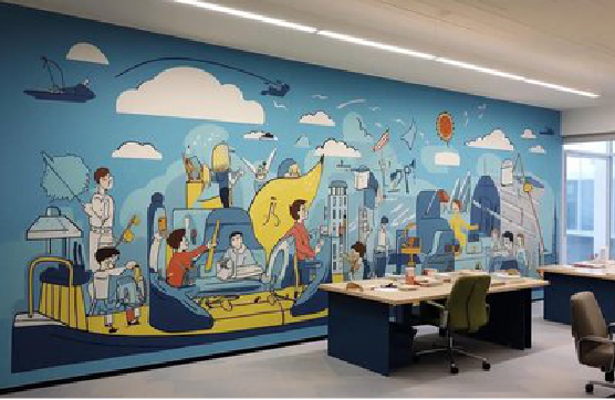 石城办公室墙绘的特点。